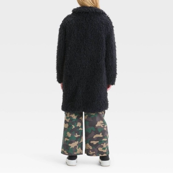 Art Class Girls Faux Fur Long Jacket Black NWT - Picture 6 of 7